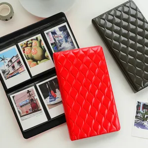 Macaron color 3-inch Polaroid photo album with 68 pockets, glossy wave cover design.