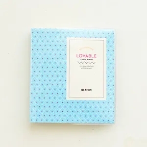 Mini photo card binder with cute blue geometric cover for 3-inch instant pictures.