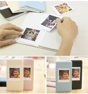 Portable Square Photo Album 64 Pockets Mini PU Leather Instant Picture Storage Book For Square Film Photos
