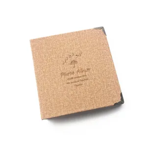 Leather 3 inch mini photo album with metal corners and cute embossed cover design for memories.