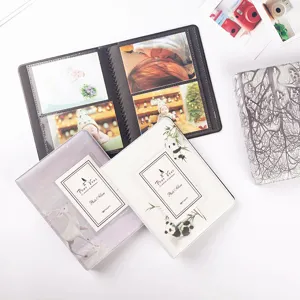 PVC Cover Mini Photo Album Portable Picture Holder Cute Cartoon Floral Design Storage Book for Cards