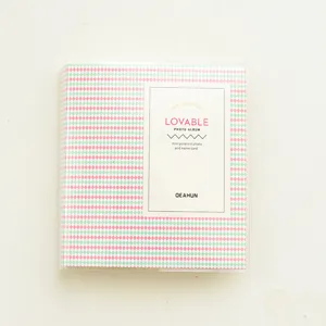 Cute 3-inch mini photo album with pink and green diamond pattern for polaroid cards.