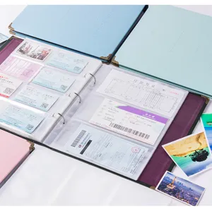 Clear pocket ticket collection album binder for storing train tickets, movie stubs and photos.