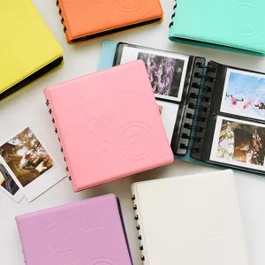 Macaron color loose-leaf photo album for 3-inch instax mini polaroid film, cute design.