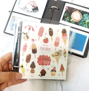 Mini transparent loose-leaf photo album 3 inch collectible book cute ice cream cover