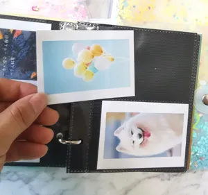 Loose leaf PP photo album for 3 4 5 inch pictures movie tickets storage collectible book black