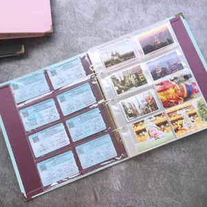 Ticket and photo storage album binder with multiple pockets for tickets and small pictures.
