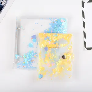 Clear PVC loose-leaf photocard binder mini glitter liquid album for storage.