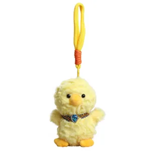 Süßer gelber Plüsch Ente Schlüsselanhänger mit blauem Schmuckstein Anhänger für Tasche Geschenk.