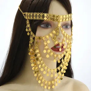 Chaine de visage doree style exotique Moyen-Orient metal coiffe fete spectacle bijoux