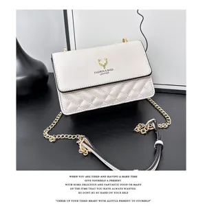 Quilted crossbody bag for women, stylish shoulder bag with chain strap and chic design.