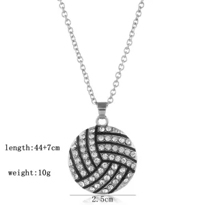 Zilveren strass volleybal hanger ketting voor vrouwen, elegante sport sieraden cadeau.