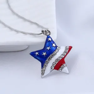 Close-up view of the rhinestone star pendant necklace showing exquisite craft and details.