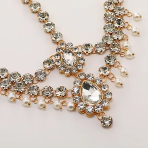 Gold Bohemian Forehead Chain Rhinestone Bridal Hair Jewelry Headpiece for Women