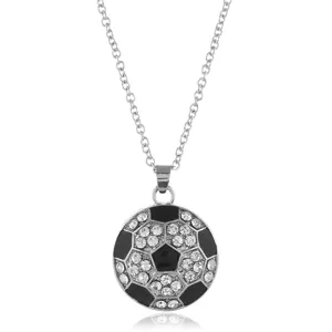 Gedetailleerd uitzicht strass voetbal hanger ketting, zilveren ketting sport sieraad