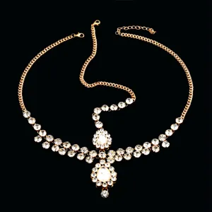 Bohemian gold crystal forehead chain hair accessory for women rhinestone headpiece