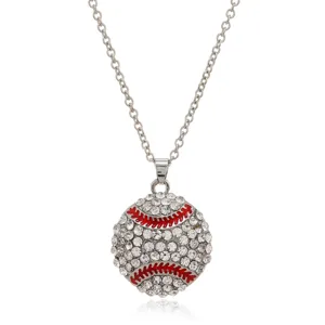Schitterende strass honkbal hanger ketting voor vrouwen, stijlvolle sport kristal sieraden.