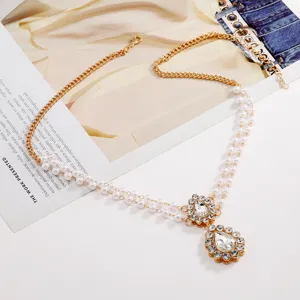 Bohemian forehead chain pearl rhinestone headpiece vintage hair jewelry for women accessories