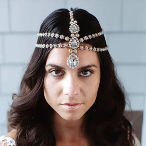 Bohemian rhinestone forehead chain vintage headpiece festival hair jewelry for women
