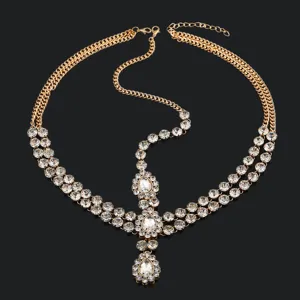 Gold crystal head chain bohemian forehead jewelry festival hair accessory for women