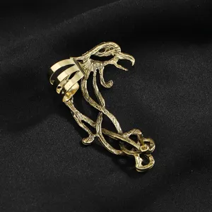 Brazalete de oreja de dragón punk gótico, pendiente de clip dorado creativo sin perforación.