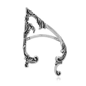 Gothic retro silver elf ear cuff, vintage gothic punk ear wrap clip for women party jewelry.