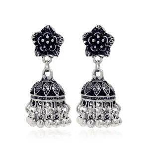 Boucles d'oreilles Jhumka indiennes vintage en alliage perles glands style ethnique pour femmes élégantes.