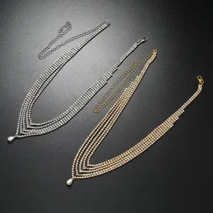 Multi-layer rhinestone forehead chain sparkling bridal headpiece fashion hair jewelry for women