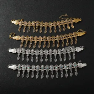 Vintage ethnic alloy choker necklace set, gothic punk metal tassel jewelry for women