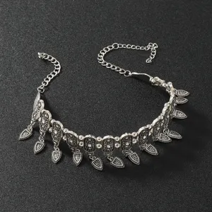 Vintage retro alloy carved rhinestone choker necklace for women statement collar jewelry