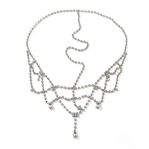 Strass hoofdketting voor bruid voorhoofd sieraden kristal kwast haarstuk zilver