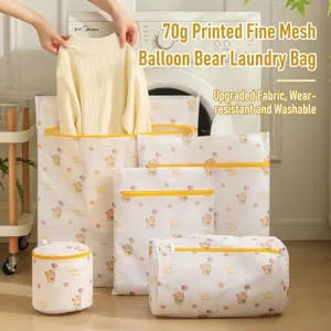 Cartoon Print Laundry Wash Bags Polyester Mesh Protective Zippered Reusable Garment Bag For Washing Machine Home