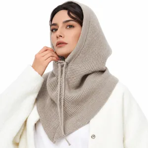 Sciarpa con cappuccio in maglia passamontagna per donna e uomo, cappello caldo invernale.