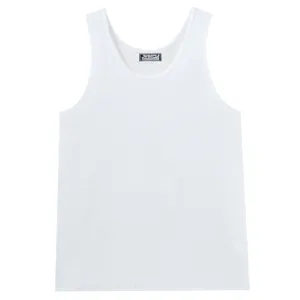 Men white knitted hollow tank top detail view breathable summer athletic shirt