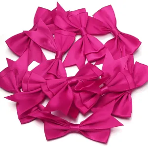 Hot pink polyester double layer swallowtail ribbon bows for DIY craft gift wrapping.