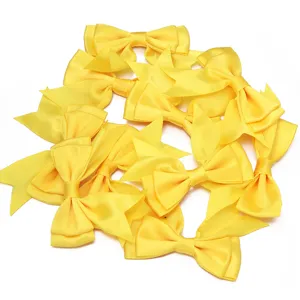 Yellow polyester double layer swallowtail bow hair clips gift wrapping DIY accessories