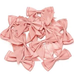 Pink polyester double layer swallowtail ribbon bow for hair clips gift packaging DIY crafts
