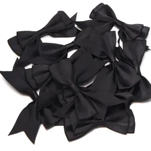 Black satin ribbon bows for gift wrapping, DIY crafts, hair accessories, and clothing decor.