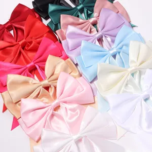 Colorful satin bow hair clips ribbons DIY craft gift wrapping accessories details view