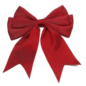 Red polyester double layer swallowtail bow ribbon for hair clip gift wrapping DIY craft