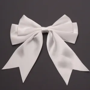 White polyester double layer bow hair clip gift packaging accessory DIY craft supply