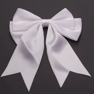 White double layer swallowtail ribbon bow, perfect for hair clips, gift wrapping and DIY crafts.