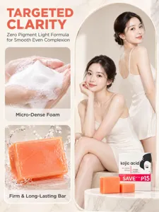Kojic acid soap bar for skin lightening, deep cleansing micro dense foam, smooth even complexion.