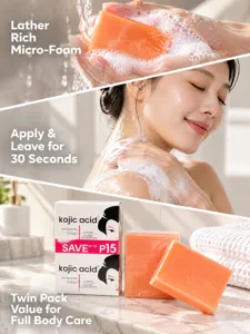 Kojic Acid Soap Bar for Deep Cleansing and Skin Lightening, Rich Foam Body Care Twin Pack