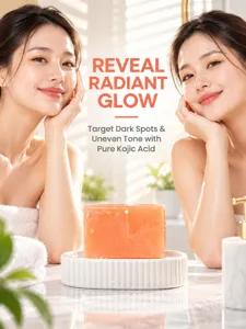 Pure Kojic Acid Soap Bar for Face and Body, Whitening Handmade Soap to Target Dark Spots