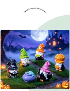 Statuette di gnomi streghe in resina di Halloween accessori decorativi da scrivania.