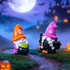 Statuine Gnomi Halloween Resina Strega Scheletro Ornamenti per Decorazione Scrivania