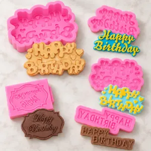 Moule en Silicone Lettre Happy Birthday Décoration de Gâteaux et Chocolat DIY Fait à la Main Forme de Nuage de Fête