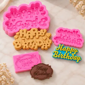 Moule en silicone pour decoration de gateau d'anniversaire fondant chocolat DIY