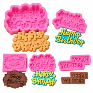 Détails du moule en silicone montrant diverses formes de décoration de gâteau d'anniversaire.
